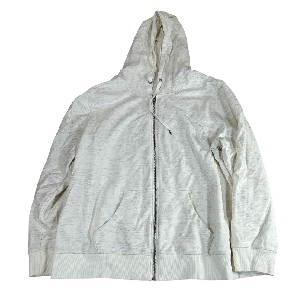 Livi Active Cream Silver Sparkle Zip Up Hoodie Sweatshirt Womens Plus Size 18/20